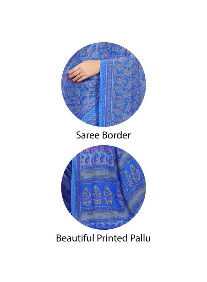 Uniform Unicorn UNIFORM UNICORN Women's Crepe Silk Uniform Saree with Unstitched Blouse Piece (6252_CR-UU) - Image 5