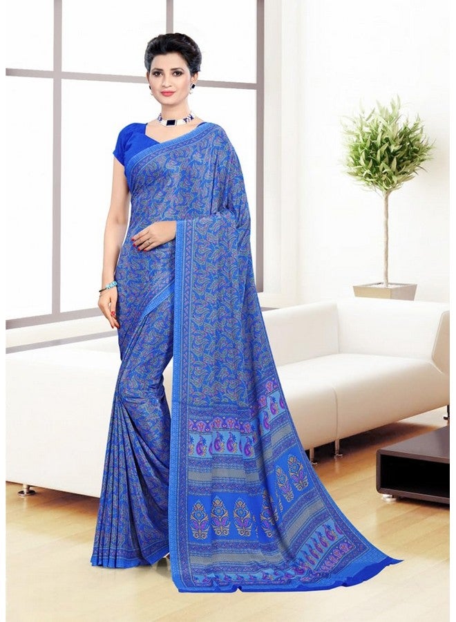 Uniform Unicorn UNIFORM UNICORN Women's Crepe Silk Uniform Saree with Unstitched Blouse Piece (6252_CR-UU) - Image 2