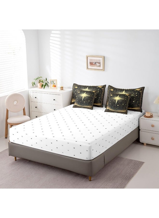Feelyou - Feelyou Kids Stars Starry Sky Bedding Set 7 Pieces Queen Size 12 Constellations Bed Set Boho Bohemian Comforter Set Western Astrology Zodiac Bed in a Bag, Comforter+Sheets+Pillowcases+Cushion Cover - Image 1