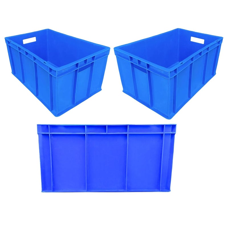 SINGHAL Multipurpose Heavy Duty Big Blue Portable Plastic Crate Pack of 3 Crates for storage Shelf Basket for Large Storage Bin Vegetable Fruit Fish Milk - Image 1