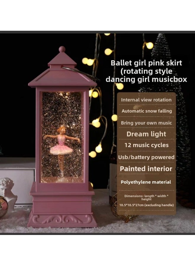 Cross Border Rotating Ballet Music Box Crystal Ball Birthday Gift Boutique Gift Children Toy Music Box-Color:Big Square Ballet Girl Powder Skirt (Rotating)  - Image 1