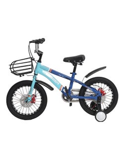 ENDLESS  Blue Carbon Steel Kids Bike with Front and Back Disc Breaks and Basket | Age 4 - 7 Years | 16 Inch Bike with High Quality Training Wheels and Fender | Children Bicycle with 2.125" Wide Tyres  - Image 1