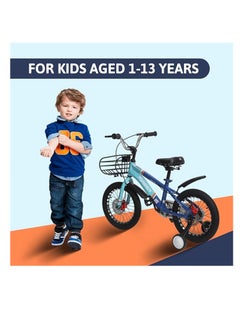 ENDLESS  Blue Carbon Steel Kids Bike with Front and Back Disc Breaks and Basket | Age 4 - 7 Years | 16 Inch Bike with High Quality Training Wheels and Fender | Children Bicycle with 2.125" Wide Tyres  - Image 3