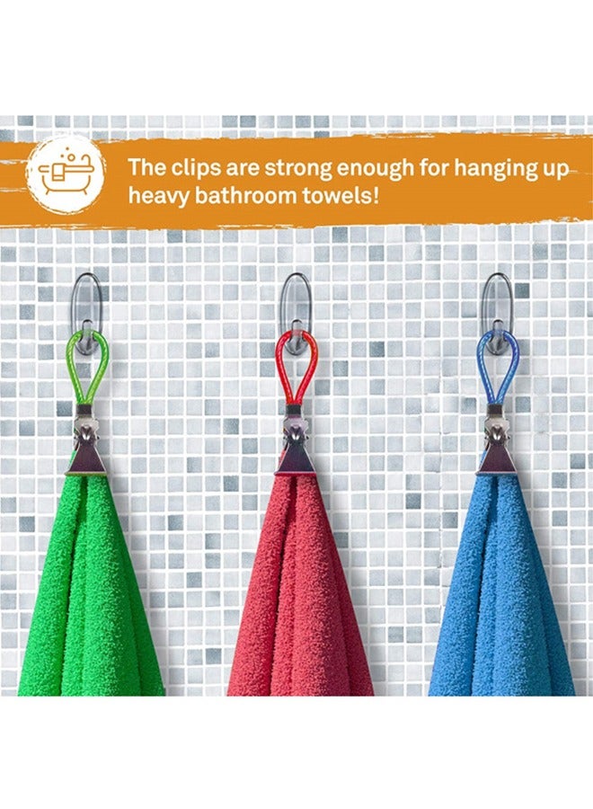 Tea Towel Hanging Clips, 5 Colors Metal Tea Towel Storage Clip, Multicolour Bath Towels Clothes Peg for Homes Beach Bathroom (Blue Green Red Yellow Silver)  - Image 5