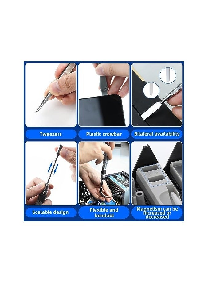 Y&D Screwdriver Set, Mini Magnetic 126 in 1 Portable Cylinder DIY Repair Tool Kit, Suitable for Mobile Phones and Disassembly, Furniture, Car, Computer(Black)  - Image 5