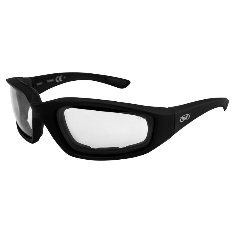 Global Vision Polarized AutoDarkening Photochromic Motorcycle Sunglasses Padded Black Frame Light Grey to Smoke Lenses Z871 Kickback Z 24