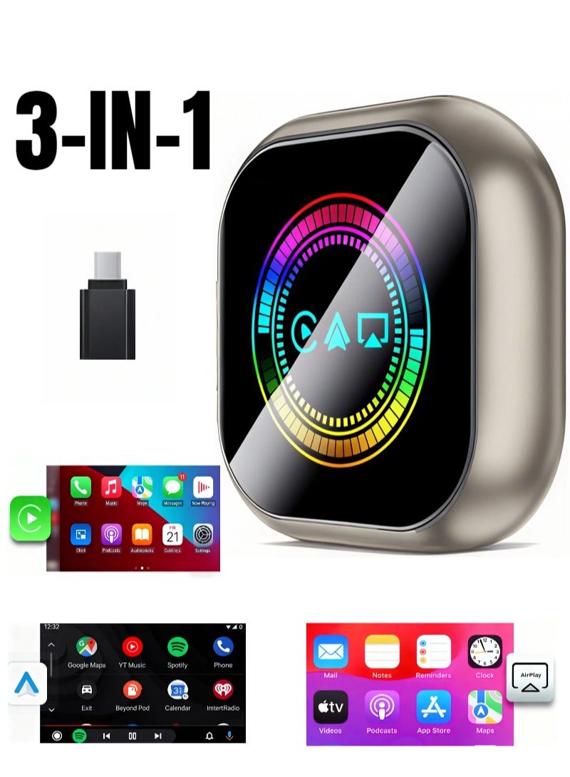 Gmisun Upgrade 3 in 1 AirPlay with Wired to Wireless Carplay Adapter, Screen Mirror - Image 1