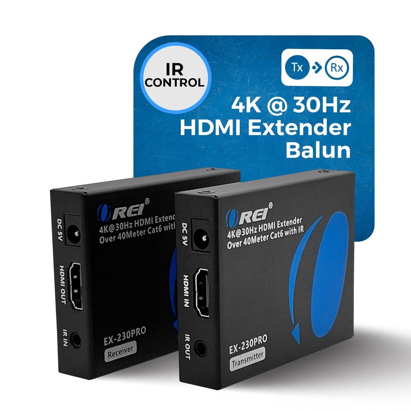 OREI HDMI Over Ethernet Extender Over Single CAT6/7 Ethernet Cable 4K@30Hz Up to 130 ft & 1080p Up to 230 ft (EX-230PRO) - Image 2