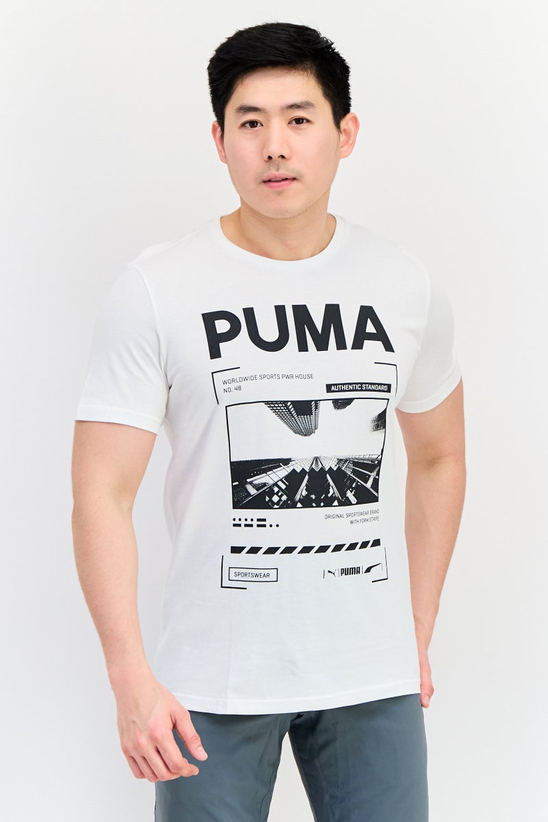 PUMA Men Sportswear Fit Short Sleeve Outdoor T-Shirt, White - Image 1