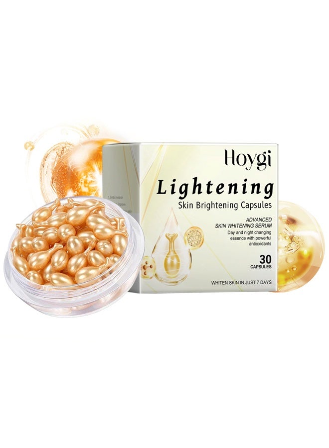Hoygi Lightening Skin Brightening Capsules,Vitamin E Capsules for Face,Face Serum for Women,Vitamin E Oil for Skin,Hydrating Serum,Reduce Fine Lines Skin Brightening,Moisturiser Face,Anti Wrinkle Face Cream, 30 Capsules - Image 1