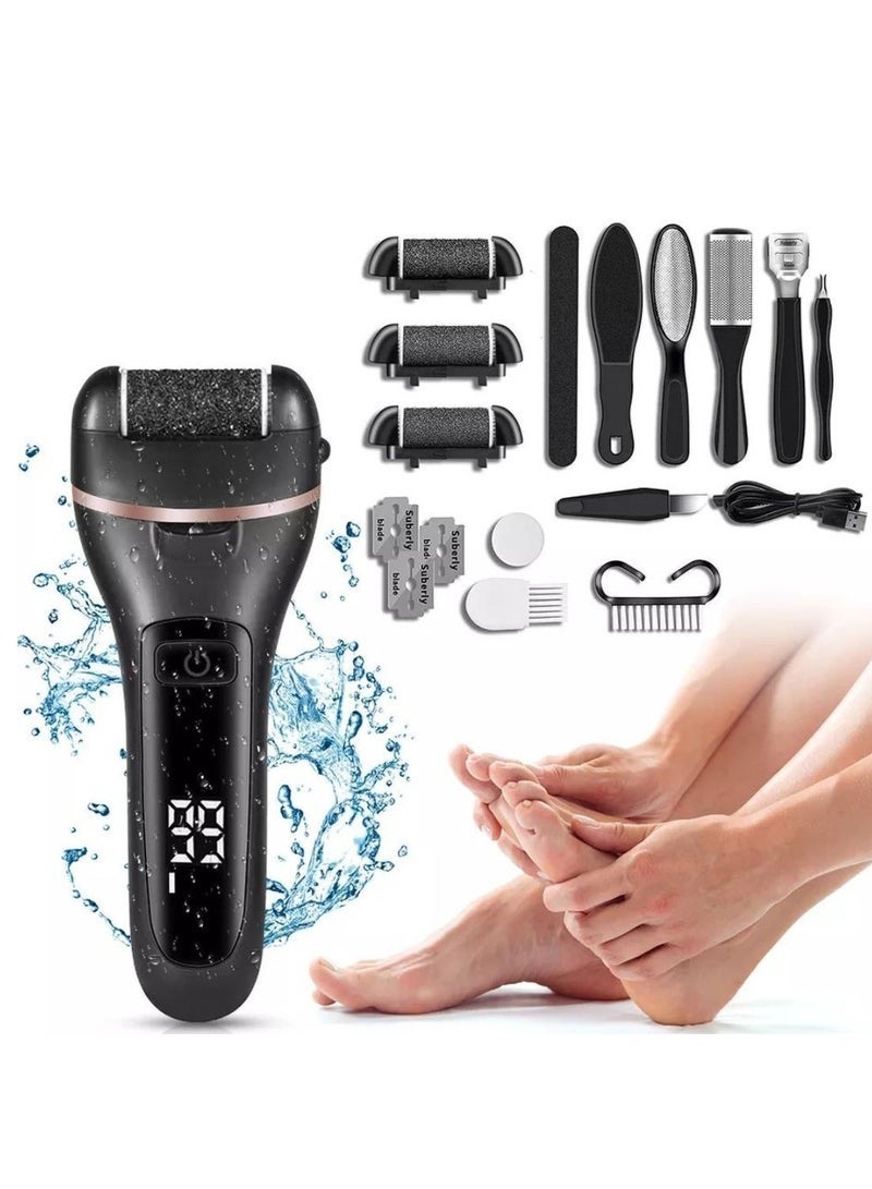 Bukela Electric Foot Callus Remover, Rechargeable and Waterproof, 22-in-1 Professional Pedicure Kit, Foot Care Tools, Wet and Dry Foot File, Suitable for Dead Skin, Cracked Heels, Or Rough Hands, With 3 Roller Heads and 2 Speeds - Image 1