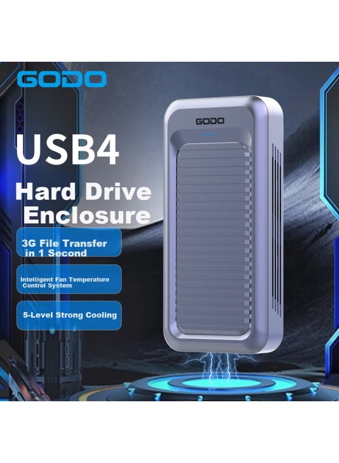 Godo o Usb4 Solid State Drive Enclosure M.2 Portable External Box Nvme Laptop 40gbps With Fan Compatible With Thunderbolt 4/3 3.2/3.1/3.0 Laptop Desktop Smartphone - Image 1