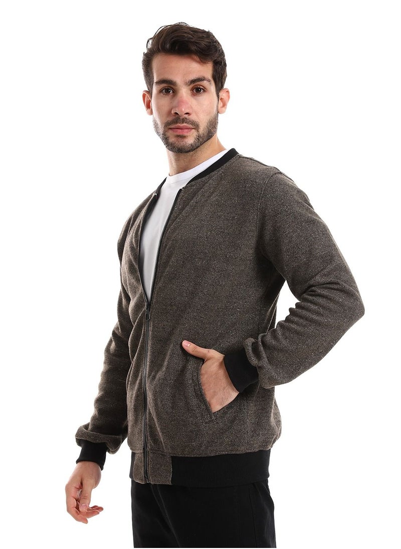 Caesar - Men Sweatshirt With Front Pockets And Through Zipper - Image 1