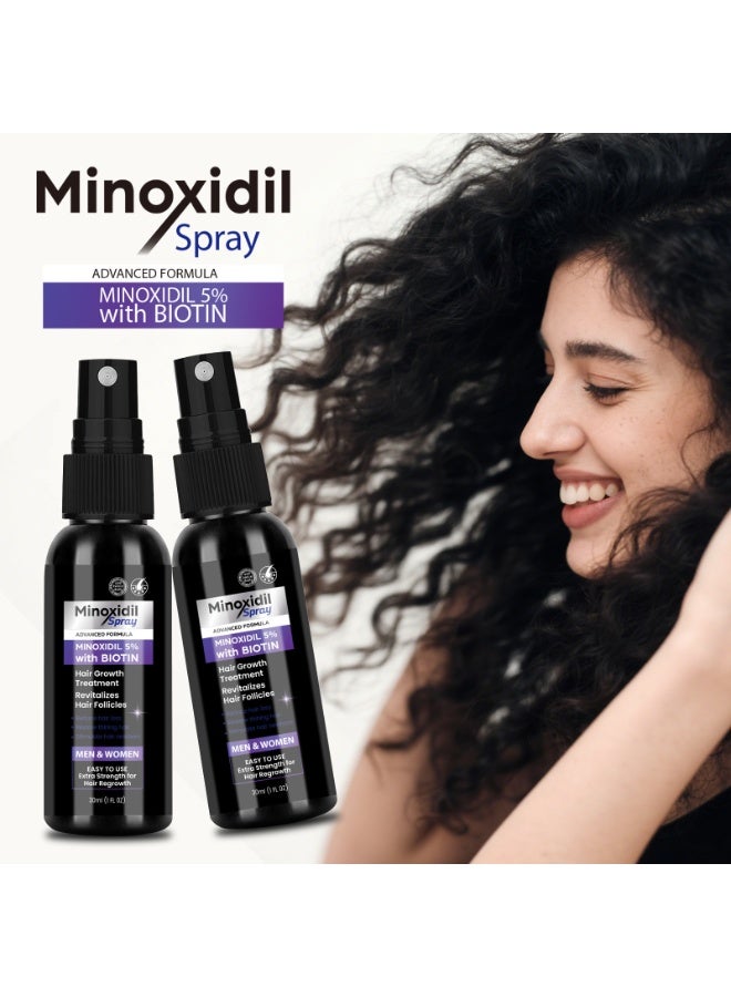minoxidil spray Advanced Minoxidil 5% with Biotin Hair Growth Spray,  Nourishes Follicles, Reduces Hair Loss, Unisex Scalp Care Spray 30ml x 2 Bottles - Image 2