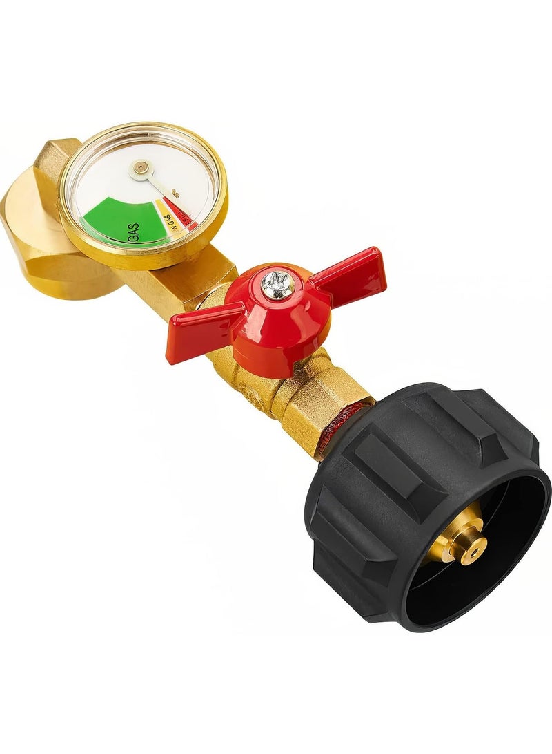 KASTWAVE Propane Refill Adapter with Valve and Gauge, Easily Fill 1lb Bottles from 20lb Tank - Compatible with QCC1/Type1 Propane Tanks and Disposable 1lb Cylinders - Safe Propane Bottle Connector - Image 1