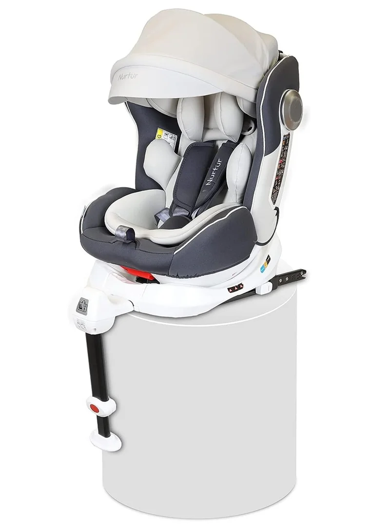 نورتر Liberty Baby 4 In 1 Car Seat Leg Support ISOFIX 10 - Level Adjustable Backrest With Canopy Upto 36kg, White