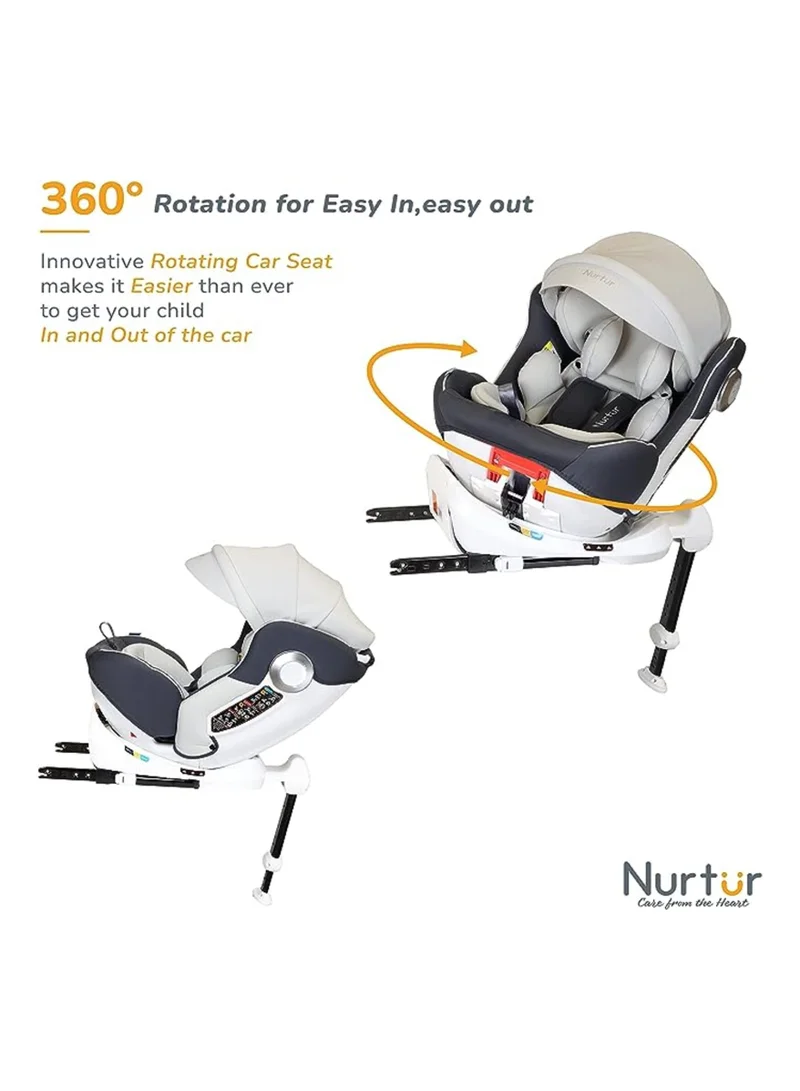 نورتر Liberty Baby 4 In 1 Car Seat Leg Support ISOFIX 10 - Level Adjustable Backrest With Canopy Upto 36kg, White