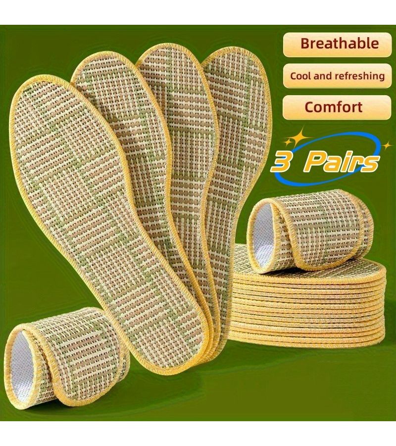 3 Pairs Woven Wear Resistant Breathable Insole Inserts Comfort Cushion Pads For Sports Casual Shoes Size 45-9.5 - Image 3