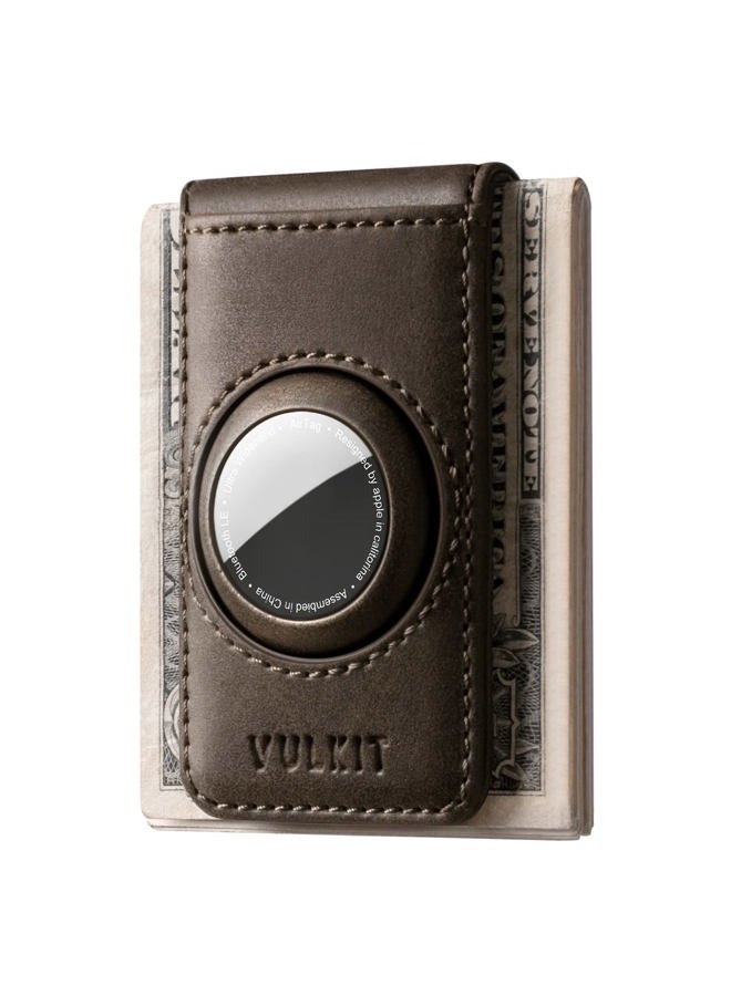 VULKIT Men's Magnetic Money Clip with Airtag Holder - Airtag NOT Included- Holds Up to 15 Cash or 8 Cards, Espresso, Slim, Minimalist - Image 1