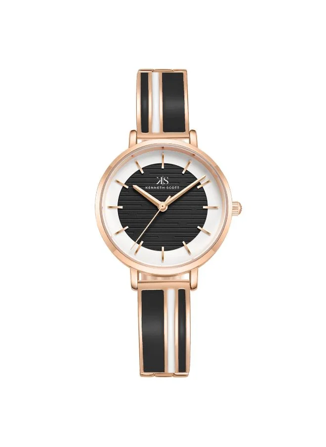 KENNETH SCOTT Kenneth Scott K23501-RBBB Women's Analog Display Watch & Alloy Strap Black