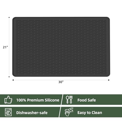 LONGKING 30" x 21" Stove Top Cover for Electric Stove - Silicone Stove Mat for Glass Top Stove, Glass Cooktop Protector, Dish Drying Mats For Kitchen, Range Covers for Electric Stove, Black - Image 4