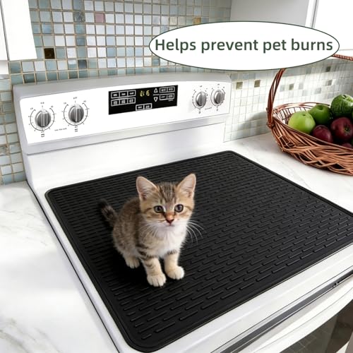 LONGKING 30" x 21" Stove Top Cover for Electric Stove - Silicone Stove Mat for Glass Top Stove, Glass Cooktop Protector, Dish Drying Mats For Kitchen, Range Covers for Electric Stove, Black - Image 5