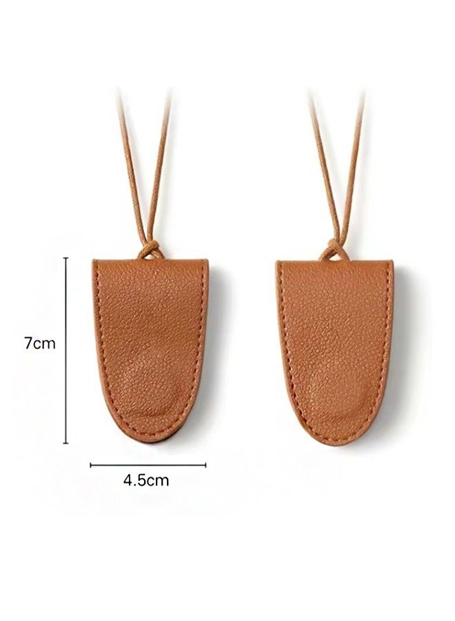 حقيبة نظارات شمسية من الجلد الناعم، حافظة نظارات جلدية مع مشبك زر وحزام معصم، حقيبة نظارات شمسية (بني) - Image 2