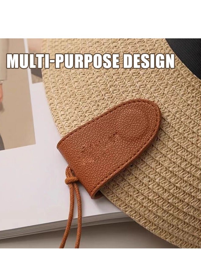 حقيبة نظارات شمسية من الجلد الناعم، حافظة نظارات جلدية مع مشبك زر وحزام معصم، حقيبة نظارات شمسية (بني) - Image 4