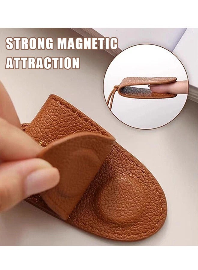 حقيبة نظارات شمسية من الجلد الناعم، حافظة نظارات جلدية مع مشبك زر وحزام معصم، حقيبة نظارات شمسية (بني) - Image 3