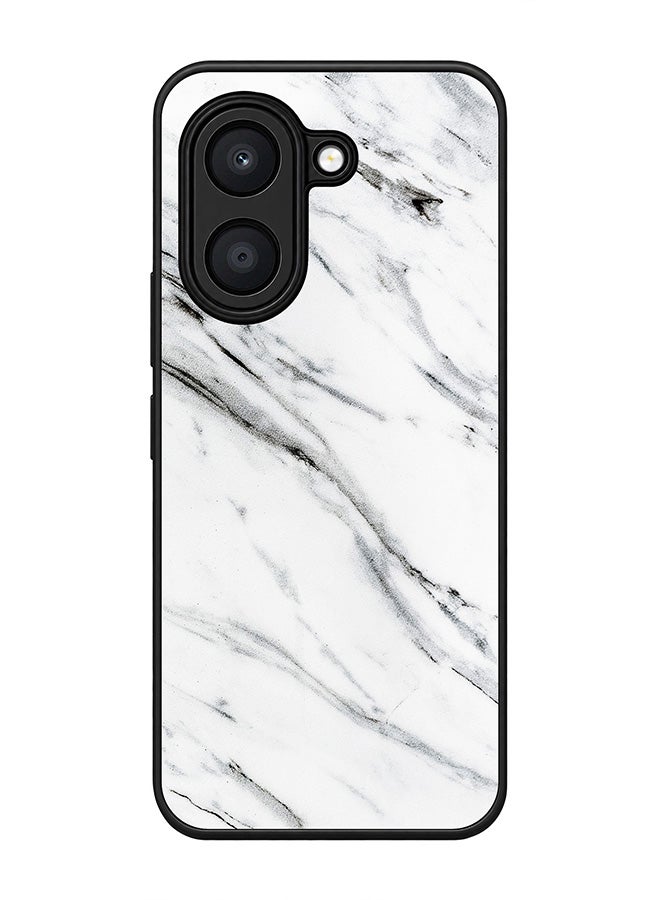 Stylizedd Rugged Case for Honor X7e 4G / Play 80 Plus 5G- Slim Fit Hybrid Rubber Cover Marble Print Grey White