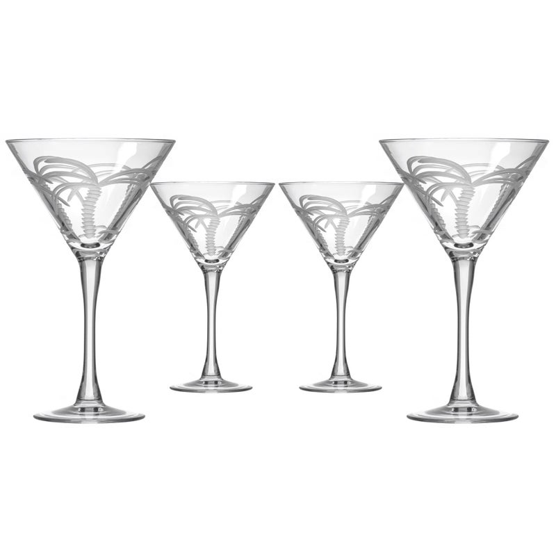 Rolf Glass Rolf Glass Palm Tree Martini Glass  Stemmed 10 ounce Martini Glasses  LeadFree Glass  DiamondWheel Engraved Cocktail Glasses  Made in the USA Set of 4 
