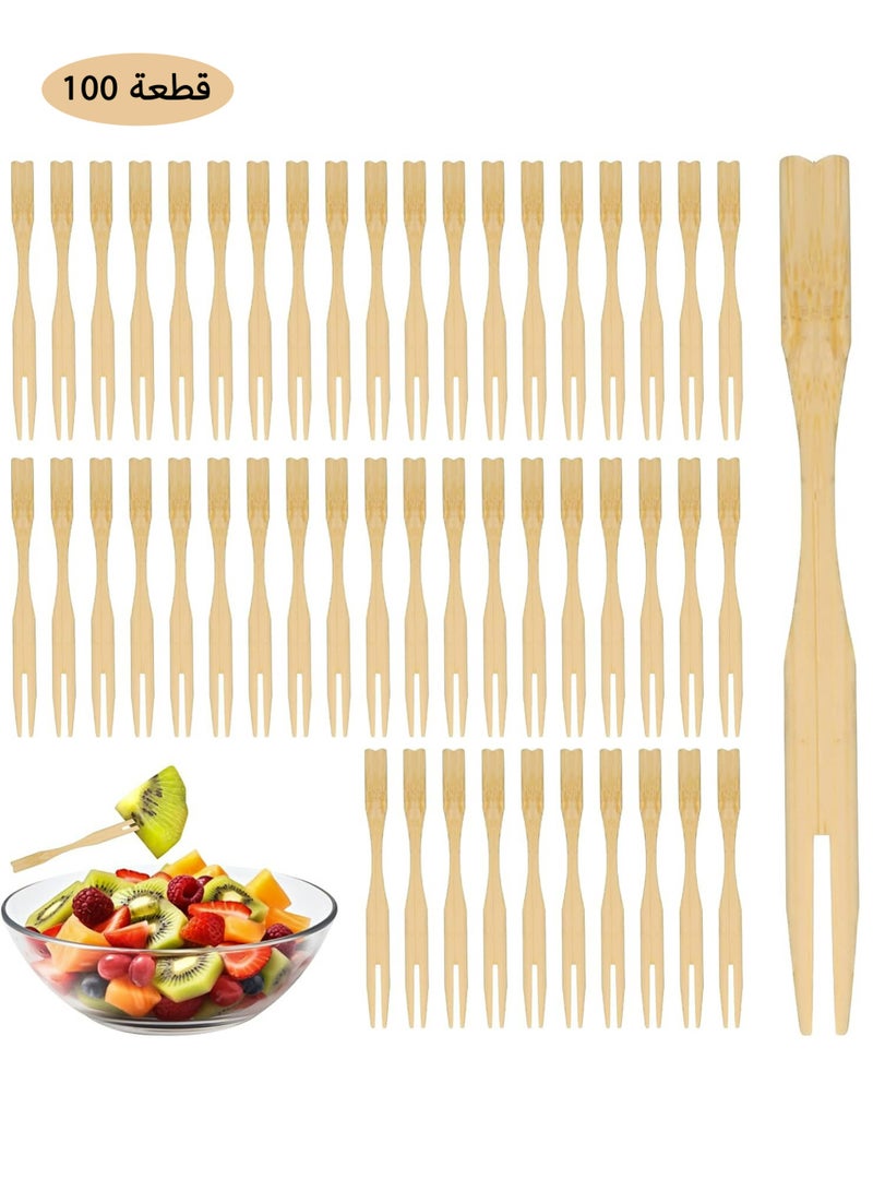 100 Pcs Mini Fruit Fork, 3.9 inch Disposable Forks for Fruit, Snack, Desserts, etc  - Image 1