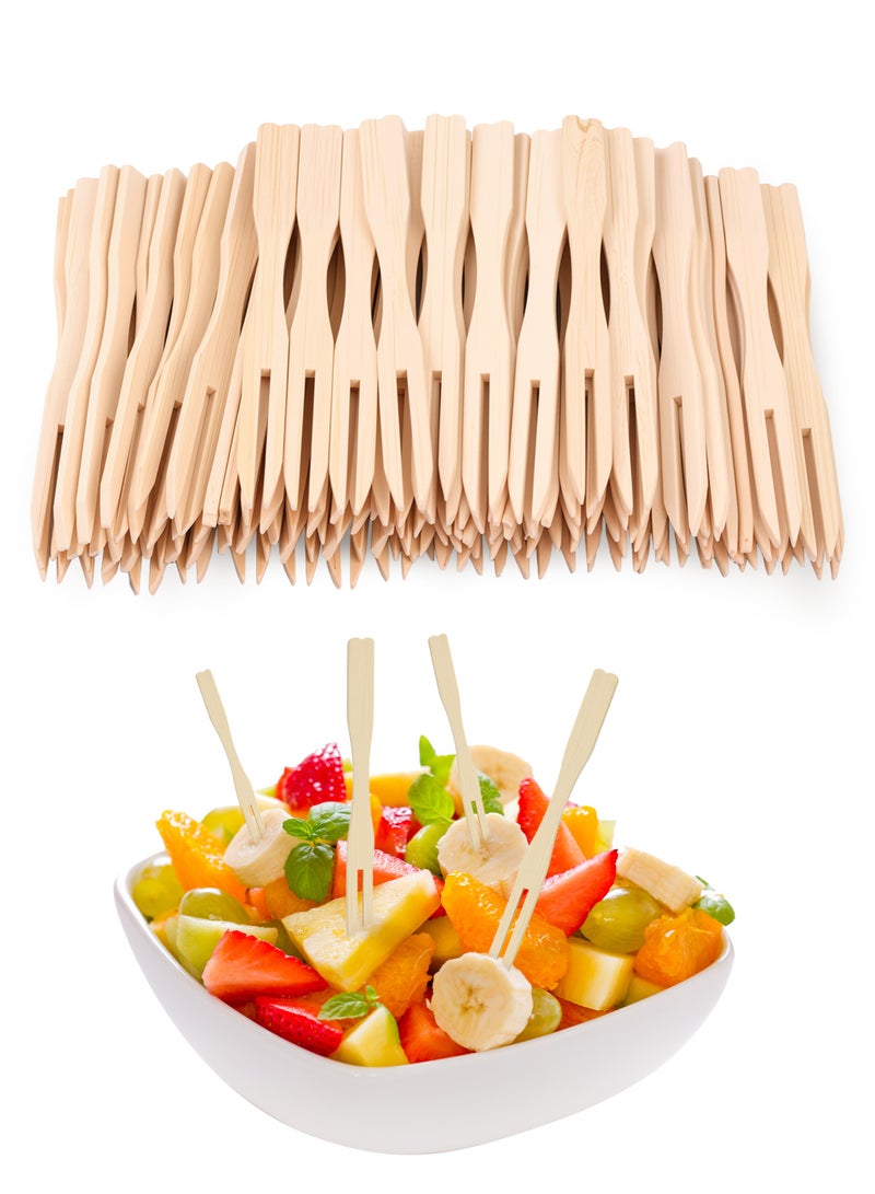 100 قطعة شوكة فواكه صغيرة ، شوك 3.9 بوصة يمكن التخلص منها للفاكهة ، والوجبات الخفيفة ، والحلويات ، إلخ - Image 1