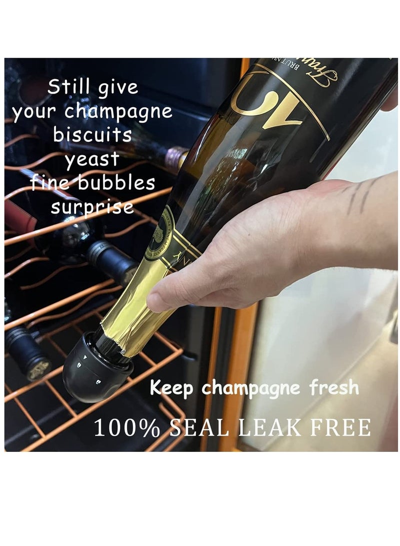 Excefore سدادات شمبانيا 3 عبوات سوداء، سدادات شمبانيا مانعة للتسرب، سدادة زجاجة شمبانيا احترافية، حافظ على تازة الشمبانيا مثالية للشمبانيا، كافا، بروسيكو والنبيذ الفوار - Image 3