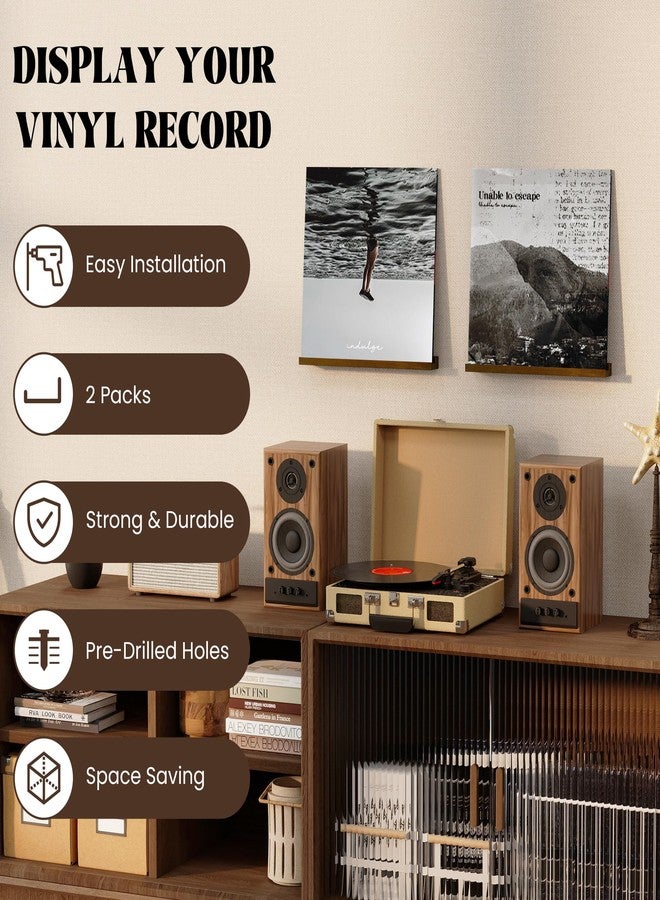 RICHFOCUS Vinyl Wall Mount, 2 Pack Solid Wood Record Shelf, Album Record Holder Display, 12 inch Floating Shelves for Wall, Magazine Shelf, Kids Bookshelf for Bedroom, Living Room, Walnut - Image 5