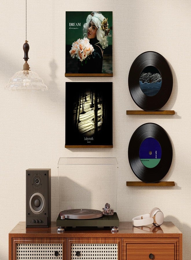 RICHFOCUS Vinyl Wall Mount, 2 Pack Solid Wood Record Shelf, Album Record Holder Display, 12 inch Floating Shelves for Wall, Magazine Shelf, Kids Bookshelf for Bedroom, Living Room, Walnut - Image 2