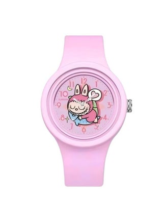 4PCS New Children's Gift Round Cute Labubu Cartoon Watch Skin friendly Silicone Watch - view 4