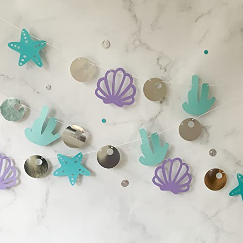 Pinfliers Under The Sea, Ocean, Mermaid Theme Birthday Decorations/3rd Bday Décor Items for Girls/Pastel Paper Bunting Flags for Decoration, Banner,Streamers,Pennants/Kids Wall, Backdrop/18 pcs/ 67 in - Image 1