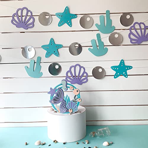 Pinfliers Under The Sea, Ocean, Mermaid Theme Birthday Decorations/3rd Bday Décor Items for Girls/Pastel Paper Bunting Flags for Decoration, Banner,Streamers,Pennants/Kids Wall, Backdrop/18 pcs/ 67 in - Image 2