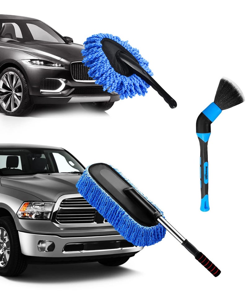 YeewayVeh Car Duster Kit 3 Pack Car Detailing Brush Set with Extendable Microfiber Dust Brush Scratch Free Car Dash Duster Soft Car Interior Brush for Vehicles Motorcycle and Home Cleaning Tools - Image 2