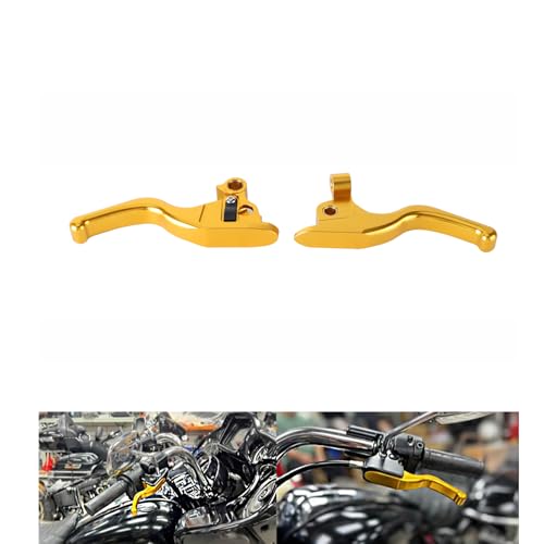 FVMOTO 3 Finger 59 CNC Shorty Hand Control Lever Kit Brake Clutch Levers Fit for Harley Touring Electra Glide Highway King Ultra Limited 20082013 20212024Gold - Image 1