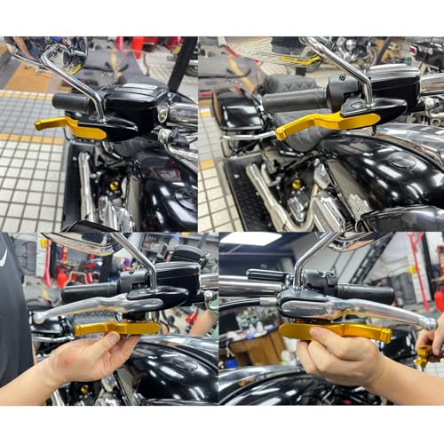 FVMOTO 3 Finger 59 CNC Shorty Hand Control Lever Kit Brake Clutch Levers Fit for Harley Touring Electra Glide Highway King Ultra Limited 20082013 20212024Gold - Image 3
