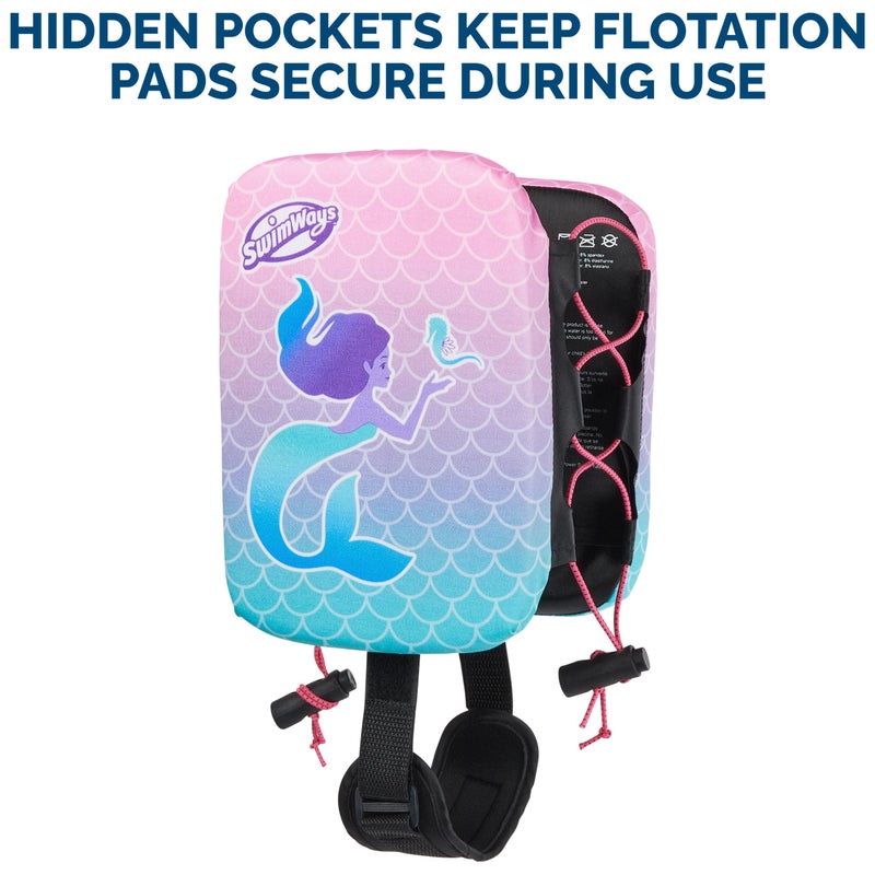 SwimWays Power Swimr Outdoor Pool Swim Vest for Kids, Adjustable Kid Pool Float for Swim Training, Medium Pink Mermaid - Image 5