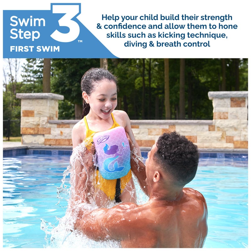 SwimWays Power Swimr Outdoor Pool Swim Vest for Kids, Adjustable Kid Pool Float for Swim Training, Medium Pink Mermaid - Image 2