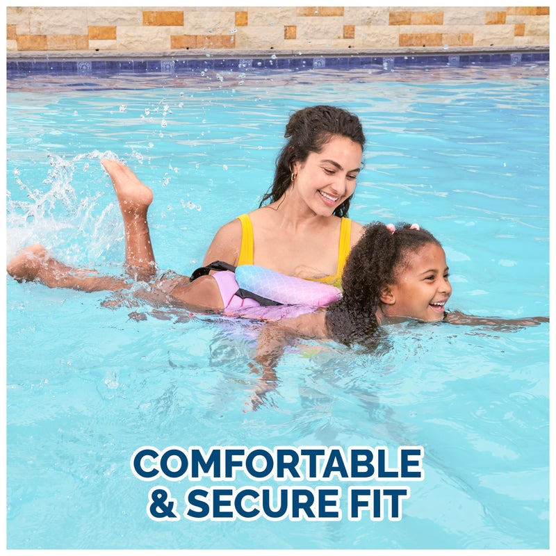 SwimWays Power Swimr Outdoor Pool Swim Vest for Kids, Adjustable Kid Pool Float for Swim Training, Medium Pink Mermaid - Image 4