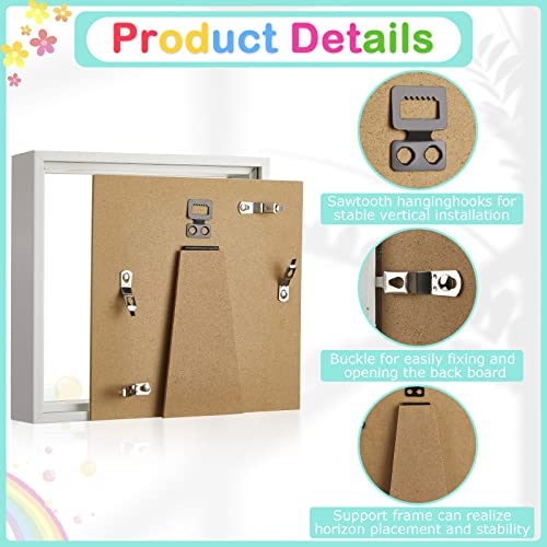 Tuanse 6 Pieces Shadow Box Picture Frame Square Shadow Boxes Display Cases for Sports Memorabilia Wedding Memories Crafts Pins Awards Medals Tickets and Photos (8 x 8 Inch, White) - Image 3