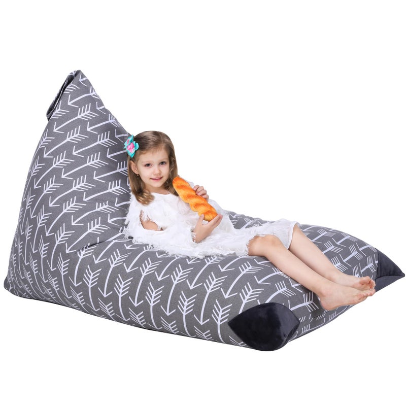 Jorbest Stuffed Animal Storage Bean Bag Chair for Kids and Adults Stuffed Animal Bean Bag Premium Canvas Stuffie Seat  COVER ONLY Grey with White Arrows 200 L52 Gal