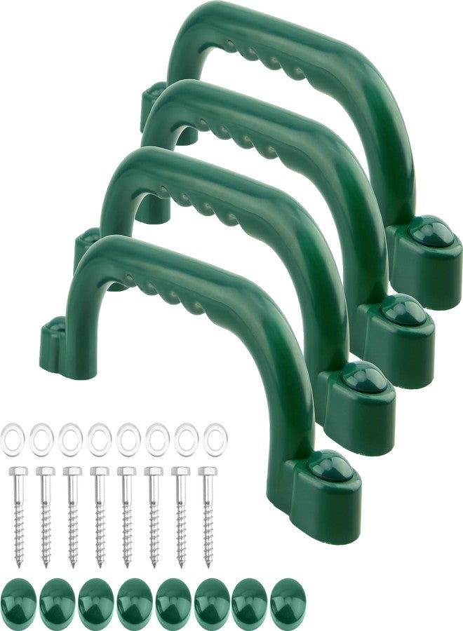 Restroma 4 Pieces Kids Playground Safety Handles Playground Grab Handle Bars Playground Accessories Equipment for Kids Outdoor Playset Backyard Playhouse Tree House Jungle Gym (Green) - Image 1