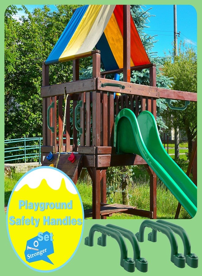 Restroma 4 Pieces Kids Playground Safety Handles Playground Grab Handle Bars Playground Accessories Equipment for Kids Outdoor Playset Backyard Playhouse Tree House Jungle Gym (Green) - Image 4