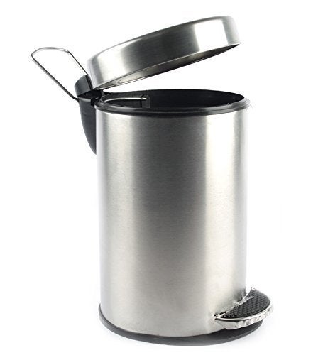 PHOENIX ENTERPRISE Stainless Steel Pedal Dustbin Matt finish with Plastic Bucket Trash Can Round Shape Dustbin For Home Bathroom Room Office 8x13 7ltrs 1 - Image 1
